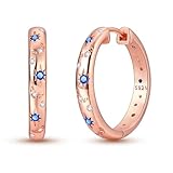 Orecchini Donna 925 Orecchini a Cerchio Moda donne Regalo Orecchini Da Donna Blu Sun Moons Party KTE063-RG