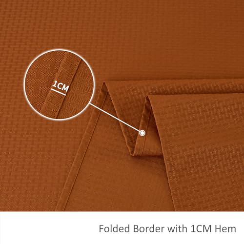 Image of maxmill Rectangle Weaved Design Tablecloth Waterproof Spillproof Wrinkle Free Fall Table Cloth, Kitchen Dining Room Thanksgiving Decoration, Fabric Table Cover Halloween Party, 52 x 70 Inch, Rust