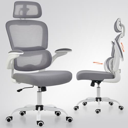TRALT-Office-Chair-Ergonomic-Desk-Chair-330-LBS-Home-Mesh-Office-Desk-Chairs-with-Wheels-Comfortable-Gaming-Chair-High-Back-Office-Chair-for-Long-Hours-Office-Chair-for-Study-and-Work-White