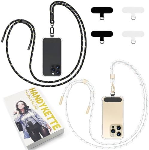 LEEQBCR 1 x universele parelketting voor mobiele telefoon, armbandhanger, mobiele telefoonketting, beaded Lanyard, halsband, mobiele telefoonkoord, koord, compatibel met de meeste smartphones (wit
