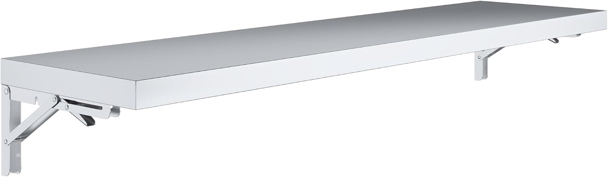 AmGood 12 x 48 in. Stainless Steel Folding Concession Shelf, Wall Mounted Fold Down Shelf - 230 lb. Capacity, NSF | Food Truck Serving Window Shelf & Drop Down Table