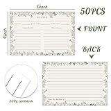 JOETMAE 50PCS Floral Border 4×6 Recipe Cards - In Double Sided Blank Card stock Recipe Cards for Bridal Shower Wedding Baby Shower Kitchen Diaries Banquet Preparation
