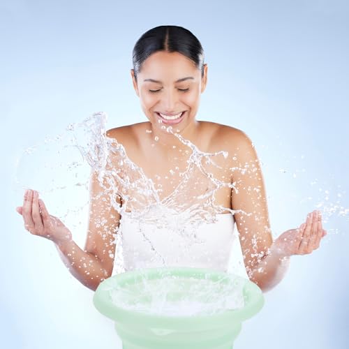 Face Ice Bath Bowl, Faltbares Gesichtsbad Eis, Gesicht Eiswanne mit Integrierter Eiswürfelschale, Tragbare Facial Ice Bath Bowl zur Schwellungen Linderung für Heimgebrauch oder Unterwegs (Green)