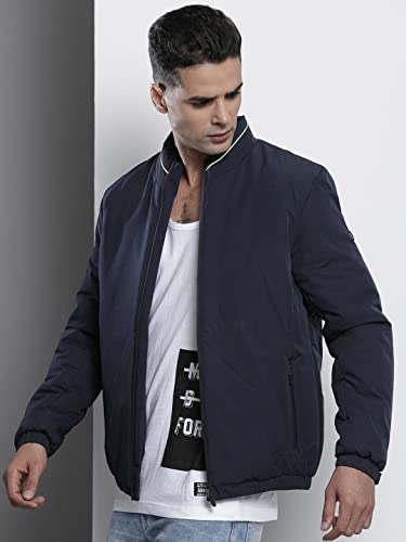 Image of The Indian Garage Co Men Slim Fit Solid Puffer Jackets