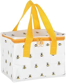 Something Different DP_04131 Lunch Bag | Bee Print | H16cm x W21cm x D13cm | Pack of 1, white and yellow