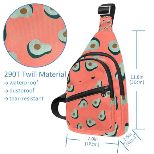 Sac à dos à bandoulière avocat rose pour homme et femme 30x18cm - 4