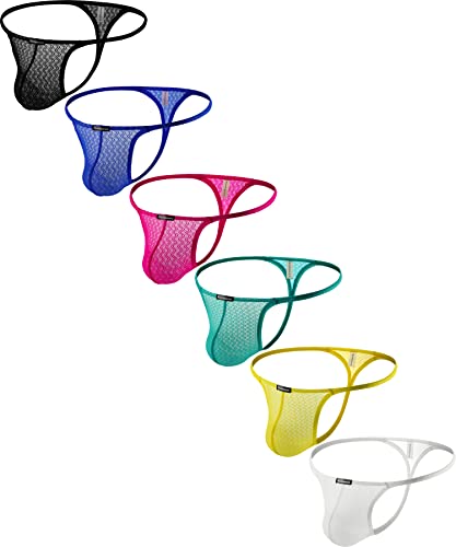 Men's Sexy Lace Thong Underwear T Back Breathable See Through Hipster