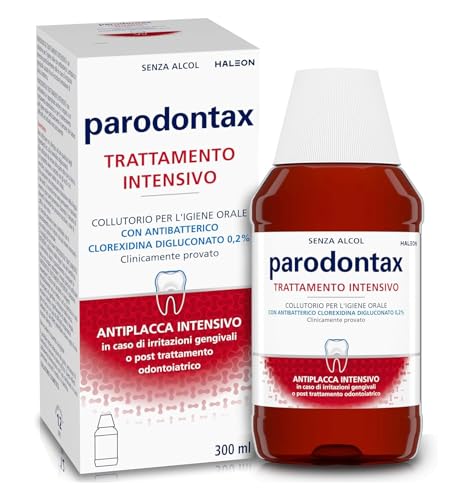 Parodontax Collutorio Clorexidina Trattamento Intensivo, Azione antibatterica e antiplacca per igiene dentale, Collutorio uso quotidiano, senza alcol, 300 ml