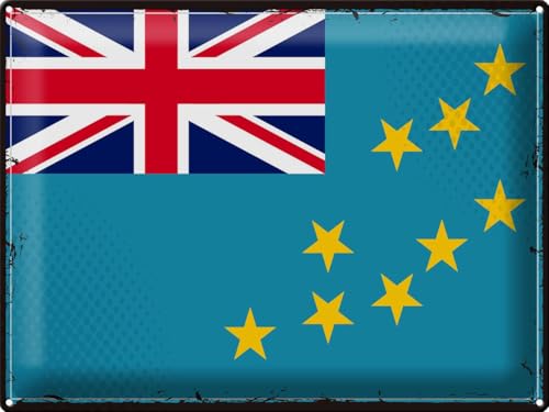 Femer Blechschild Flagge Tuvalu 40x30cm Retro Flag of Tuvalu