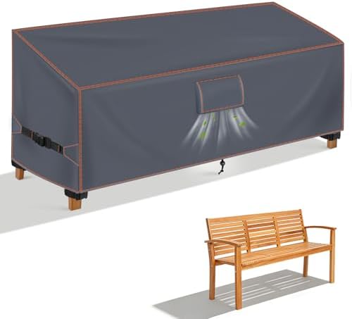Gartenbank Abdeckung 4 Sitzer 203x75x66/91cm, Abdeckplane Gartenmöbel, Grau | Abdeckung gartenmöbel winterfest, schutzhülle gartenmöbel, abdeckplane gartenbank, 420D oxford, uv-bes