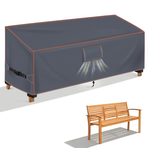 Image of Garden Bench Cover Waterproof, Garden Furniture Covers, Windproof Fade Proof Anti-UV Patio Stacking Chair Protection (Grey, 183W x 75D x 66H/91 cm)