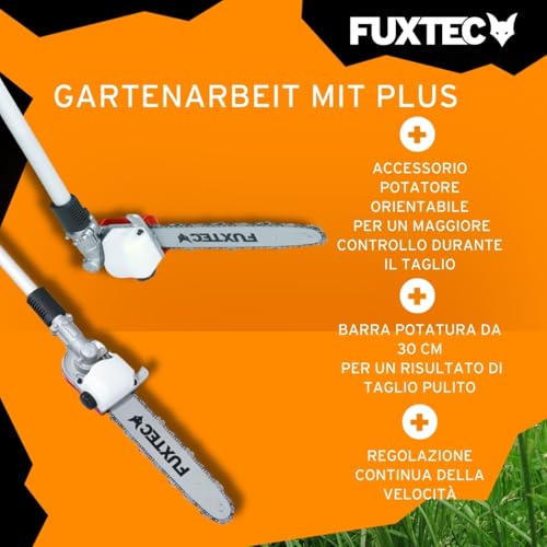 Decespugliatore a scoppio multifunzione, tagliasiepi, motosega da potatura inclinabile, tagliabordi, estensione 1 m - multiutensile da giardino 52cc motore a miscela di benzina 2 tempi FUXTEC MT252ER - 4