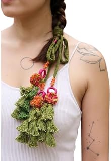 Radhvini Collection Premium Handmade Punjabi Parandi | Green Thread Tassel Braid Accessory with Colorful Floral Work | Bri... Price In India