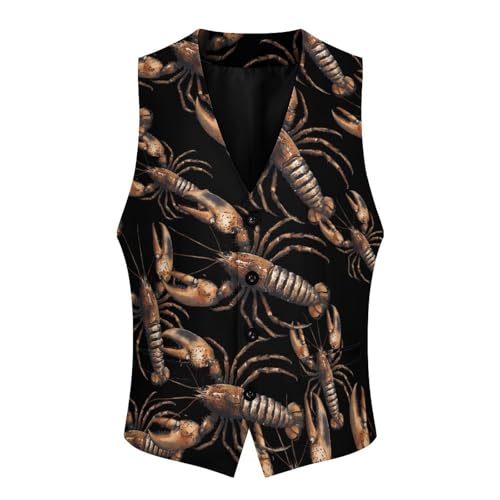 Lobster Men's Suit Vests Business Formal Dress Vest V-Neck Waistcoat for Wedding Casual4