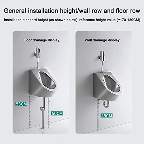 SSRURYWZ Wall-Mounted Stainless Steel Commercial Flushing urinals, Men's Public Toilet Automatic Induction urinals,Wall Drainage/Floor Drainage,Used in Homes, Hotels, Schools (Package C)