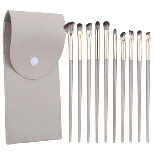 10 PCS Eyeshadow Brushes Set, Travel Makeup Brush Set Brushes Eye Shadow Blend Brush Set Soft Synthetic Bristle with Leather Storage Bag for Wedding Bridal Shower Favors