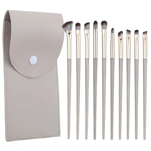 10 PCS Eyeshadow Brushes Set, Travel Makeup Brush Set Brushes Eye Shadow Blend Brush Set Soft Synthetic Bristle with Leather Storage Bag for Wedding Bridal Shower Favors
