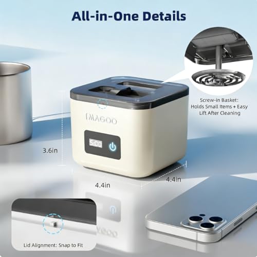 Ultrasonic Retainer Cleaner Machine, Denture Cleaner for Aligners Night Guards Braces Mouth Guards Toothbrush Heads，All-in-One Dental & Jewelry Cleaner, 45kHz 200ML, Dual Modes — view 4