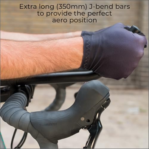 BBB Cycling Aero Bars Maximale Aerodynamik Fahrradlenker Aluminium, Extra lange J-Bend Armlehne für Rennräder Triathlon Lenkerstütze Rutschfeste Fahrradgriffe AeroMax BHB-60, Ø 25.4 / 31.8 mm