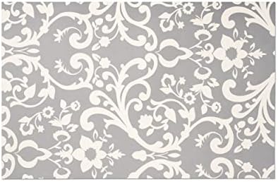 Paper Placemats Disposable for Dining Table - Gray Damask Square Party Placemats 30 Sheets Per Pad Made in USA
