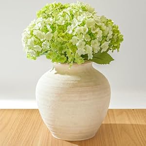 Ceramic Flower Vase Home Decor, 6.2 inch Farmhouse Rustic Vintage Decorative Vases, Pottery Terracotta Boho Flowers Vases for Dining Table, Living Room, Shelf, Kitchen, Bedroom (6.2″-White)