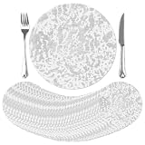 comfoyar Juego de 100 Manteles Individuales Redondo Desechables Plateados, 33cm Salvamanteles Individuales de Manteles Metálicos con Malla Metálica Prensada para Comidas Bodas Cumpleaños Decoración