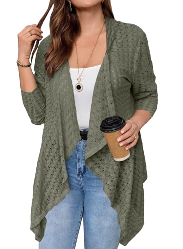 Image of Eytino Plus Size Cardigan for Women Lightweight Half Sleeve Summer Loose Kimono Cardigan Beach Cover Ups(1X-5X)