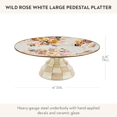 Image of MACKENZIE-CHILDS Pedestal Platter, Large, Wild Rose White