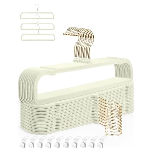 HGYZE Cabides de veludo para calças de veludo, pacote com 20, gancho giratório dourado de 360°, cabide de feltro antiderrapante para vestidos com alças finas, calça jeans folgada, gola curta, barra