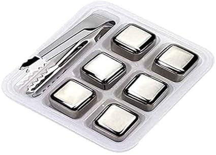 BIGXEN Whiskey Reusable Ice Cubes, Stainless Steel Beverage Chilling Rocks, Gift Sets (Pack of 6)
