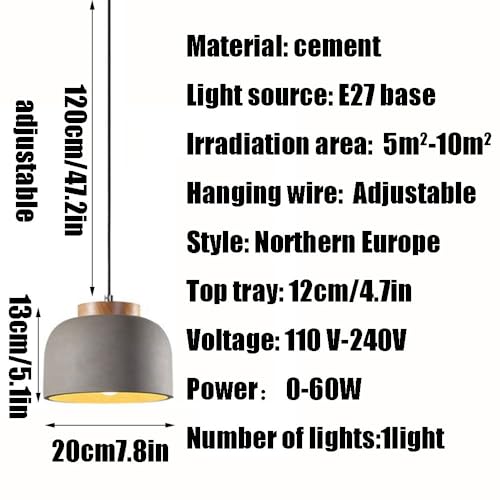 Suspension E27 industrielle en ciment et plafonnier pour café resto