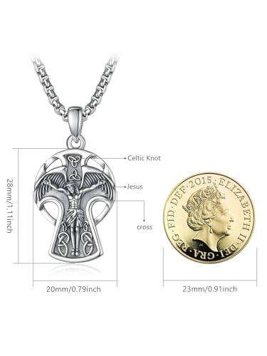 Collier croix Jésus en argent 925 KINGWHYTE pendentif celtique
