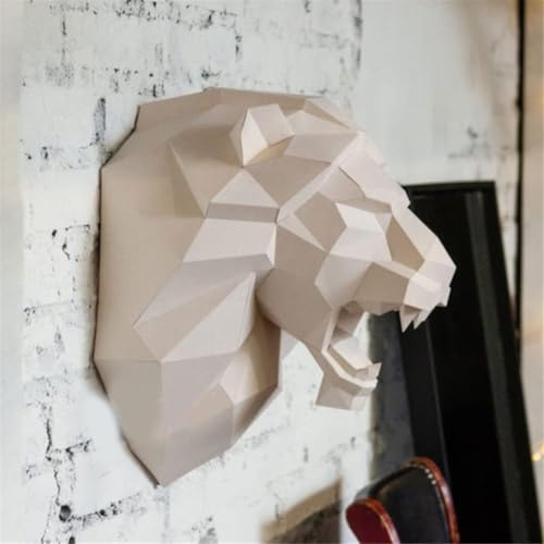 Artisanat géométrique lion 3D en papier rigide - Set de 2 pièces