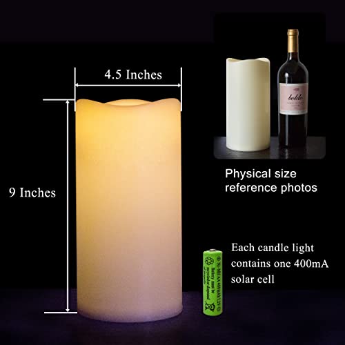 Tfrosim 4.5" X 9" Large Solar Candles Outdoor Waterproof With Dusk To Dawn Light Sensor,2 Pcs Flameless Candle Set,Flickering Led Pillar Candles For Patio Garden Lawn Deck Yard #TOP3