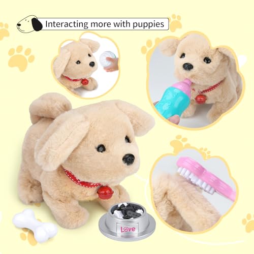 Hund Spielzeug Kinder Mit Leine Der Läuft und Bellt,Elektronisches Haustier Hund Spielzeug ,Dog Spiel Interaktiver Laufender Hund mit Gehen, Bellen, Schwanzwedeln für Kinder Junge Mädchen 2 3 4 Jahre