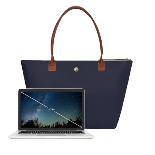 Bolso Tote Plegable de Nylon para Mujer Azul Oscuro miniatura 4