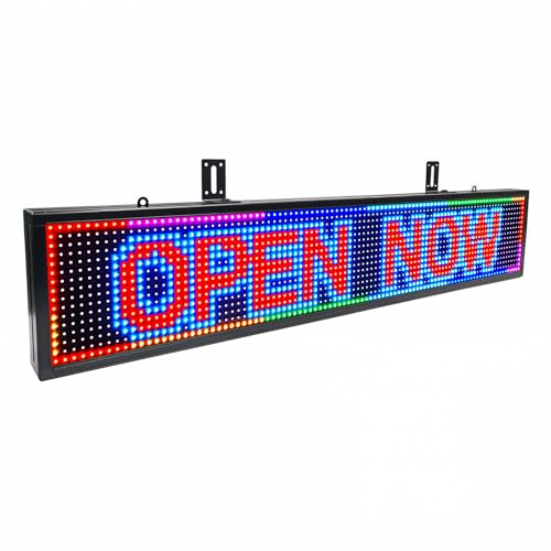 Image of Programmable Scrolling LED Signs WIFI Control for Businesse, P10 Outdoor Sign Custom Message Board Digita Display Advertising Screen, RGB Full Color High Brightness Led Signage 39 inchX8 inch