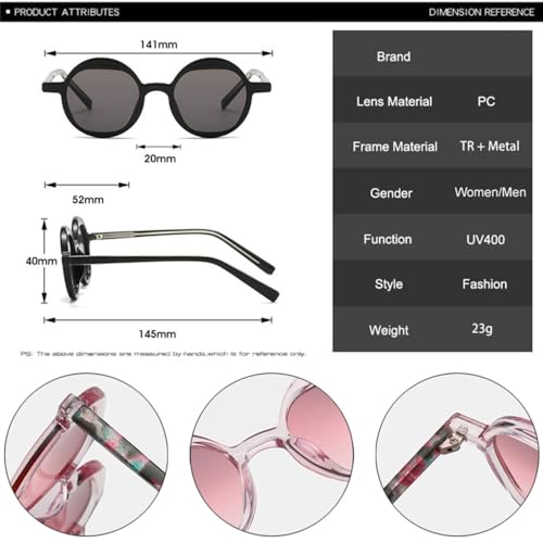 Round Sunglasses Retro Colorful Pattern Shades UV400 Men Clear Gradient Sun Glasses2