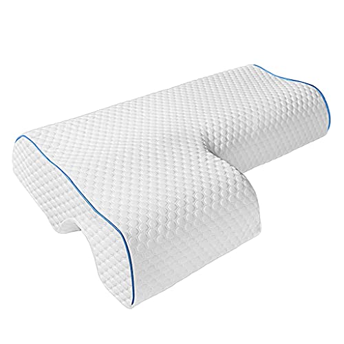 carotoe Almohada para parejas con reposabrazos, espuma viscoelástica, antipresión de mano, cuello arqueado, cojín cervical para dormir de lado