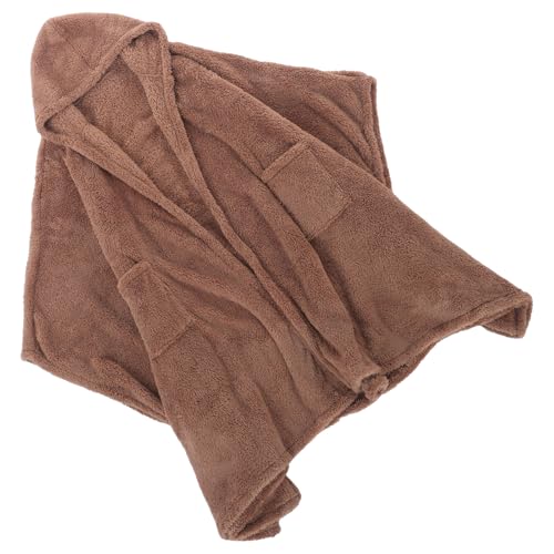 Gatuida Capa Mullida Capucha para Mujer, Poncho de Abrigo Tipo Manta Doble Faz en Tejido de Lana, Color Camel Cálido y Ligero, Bolsillos Frontales Adecuado para Oficina y Uso en