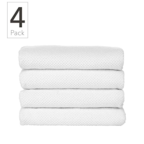 Nate Home By Nate Berkus 100% Cotton Textured Rice Weave Hand Towel Set | Soft And Absorbent, Solid Bathroom Towels From Mdesign - Set Of 4, Snow (White) #TOP2