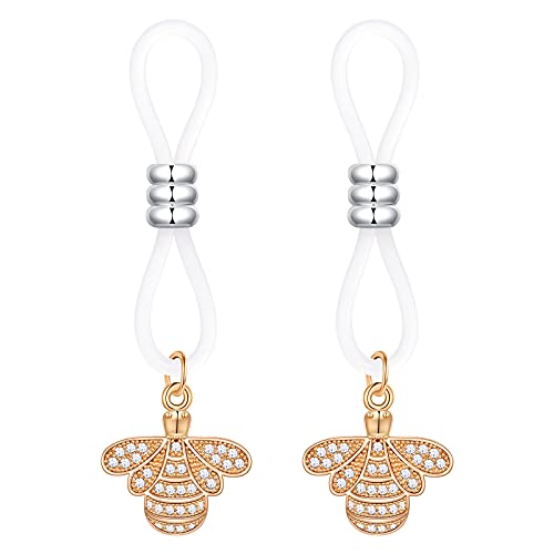 D.Bella Fake Nipple Piercing Jewelry Fake Nipple Rings for Women Bee Dangle Fake Nipple Rings Surgical Steel Fake Nipple Piercing Rose Gold Nipple Jewelry