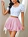 Avidlove Mini Skirt for Women Ruffled Shirred High Waist Skater Skirts Pink