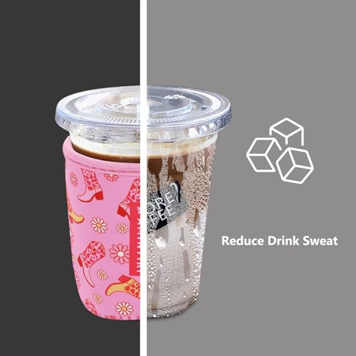 Image of 3 Pack Reusable Sleeve for Iced Coffee Cup, Coffee Neoprene Sleeve for Iced&Hot Drinks, Coffee Sleeve Compatible with Starbucks, Dunkin Coffee Cup. (Cowgirl)