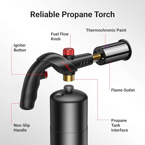 Image of ThermoMaven Propane Torch Gun, Adjustable Cooking Torch Lighter, Black