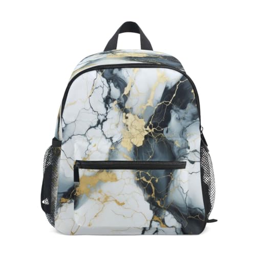 Sac à dos enfant marbre noir et doré parfait pour l'école maternelle
