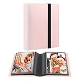 Small Photo Album 4x6 Photos Black Inner Page with Strong Elastic Band, Each Small Album Holds 64 Photos, 4x6 Mini Book Photo Pictures Album Birthday Christmas Photo Albums Wedding Anniversary (Pink)