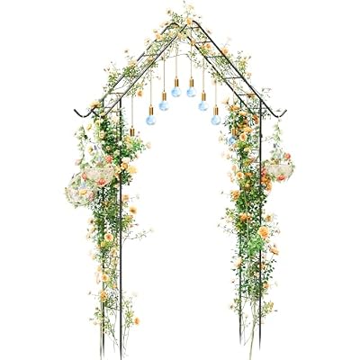 Heavy Duty Garden Arch Trellis for Climbing Plants Outdoor Garden Arbor Arches Flower Arch Arched Trellis for Raised Plant Support, Metal Arch Backdrop Stand for Wedding Party Christmas Decoration