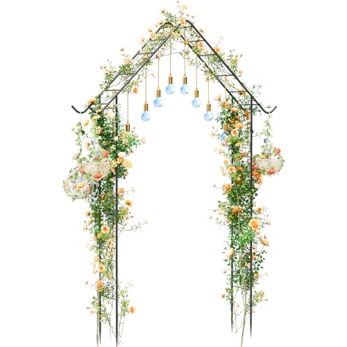 Heavy Duty Garden Arch Trellis for Climbing Plants Outdoor Garden Arbor Arches Flower Arch Arched Trellis for Raised Plant Support, Metal Arch Backdrop Stand for Wedding Party Christmas Decoration