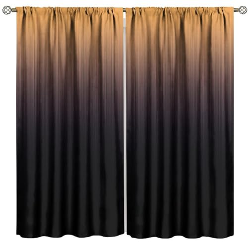 BAEKJIN Ombre Curtains, Orange Black Gradient Blackout Curtains Abstract Window Curtains, Rod Pocket Design for Living Room Bedroom Home Decor Modern Fashion Gradient Curtain 63×63in